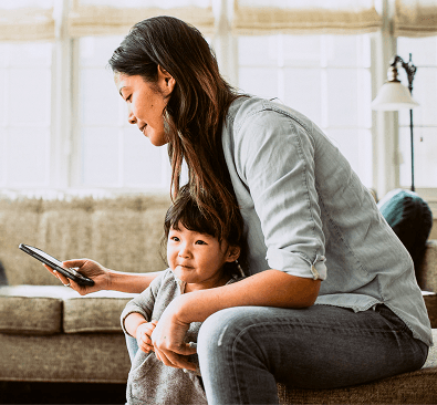 Women with child on phone